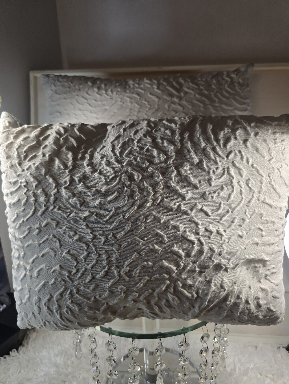 Set of 2 Textured DKNY Decorative Throw Pillow - Silver